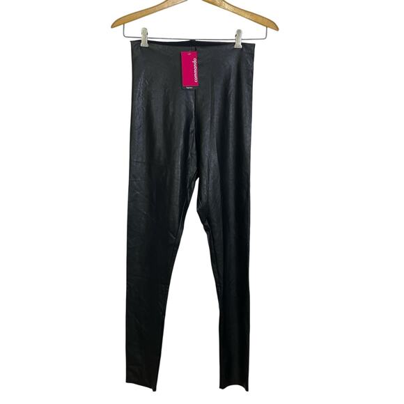 Commando Perfect Control Faux Leather Leggings Womens Large Black Pull On NWT - Picture 1 of 9